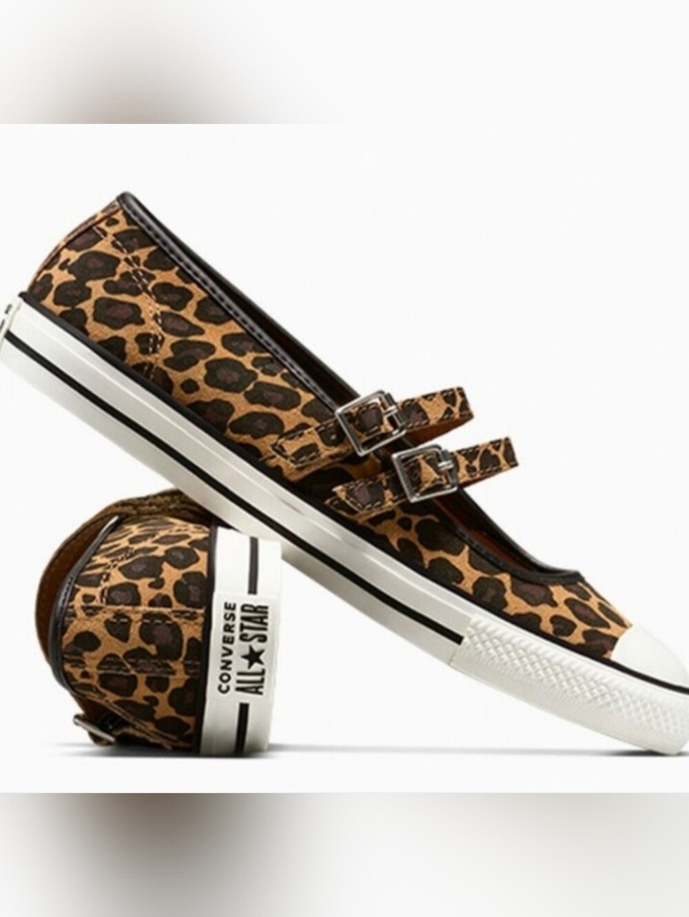 Converse ALL STAR CHUCK TAYLOR Leopard Print Double-Strap Mary Jane Sneakers
